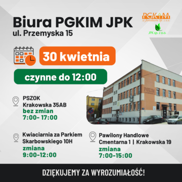 Skrócone godziny pracy 30 kwietnia
